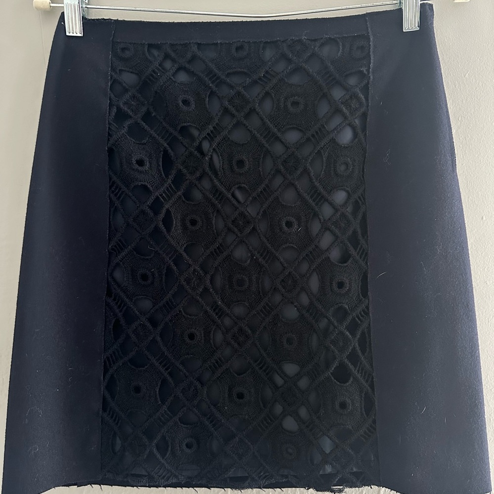 Alberta Ferretti Black Lace-Panel Mini Skirt